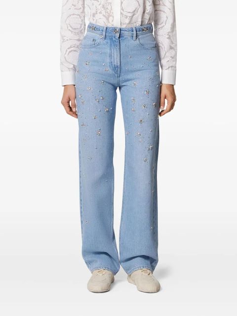 Versace embellished high-waist jeans - Blue