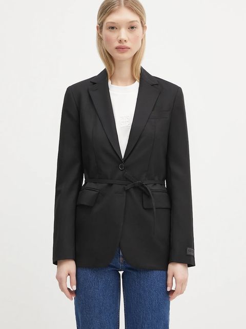 Kenzo marynarka wełniana kolor czarny jednorzędowa FF52VE2619RA.99