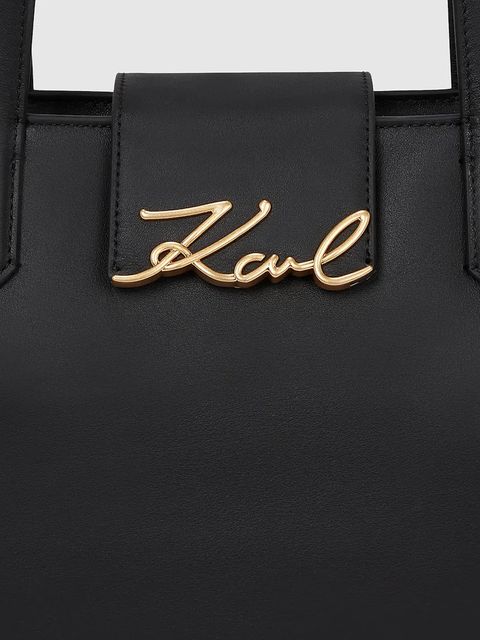 Karl Lagerfeld torebka skórzana K/SIGNATURE kolor czarny A4W30066 - zdjęcie produktu nr 2