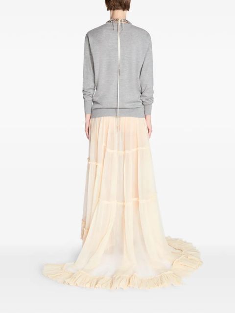 DRIES VAN NOTEN V-neck embellished sweater - Grey