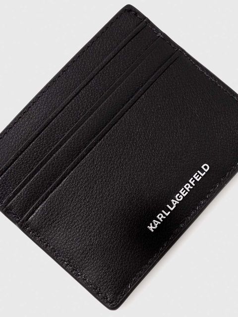 Karl Lagerfeld etui na karty skórzane kolor czarny