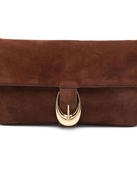 STAUD Harlow buckled suede shoulder bag - Brown