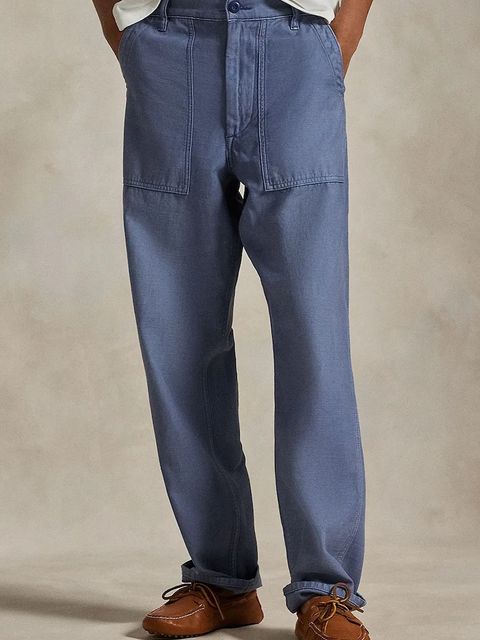 Polo Ralph Lauren spodnie bawełniane damskie kolor niebieski proste medium waist 211978634 - zdjęcie produktu nr 1