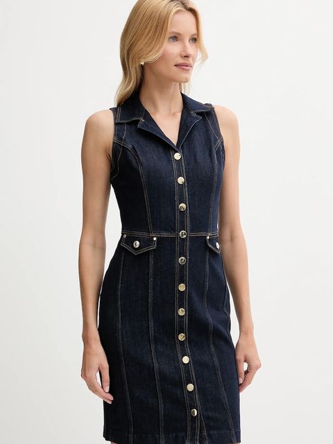 Guess sukienka jeansowa DESTINY kolor granatowy mini dopasowana W5YK24 D5PW1 - zdjęcie produktu nr 1