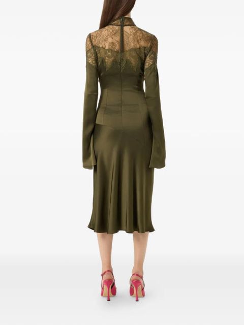 Blumarine lace-detail high-neck midi dress - Green