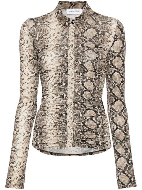 Marine Serre python-print draped blouse - Brown - zdjęcie produktu nr 1