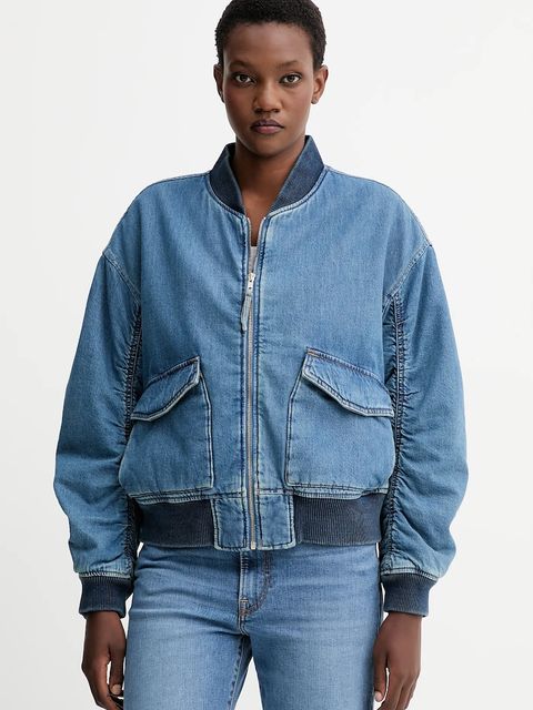 Levi's kurtka bomber jeansowa kolor niebieski zimowa oversize A7262.0009 - zdjęcie produktu nr 1