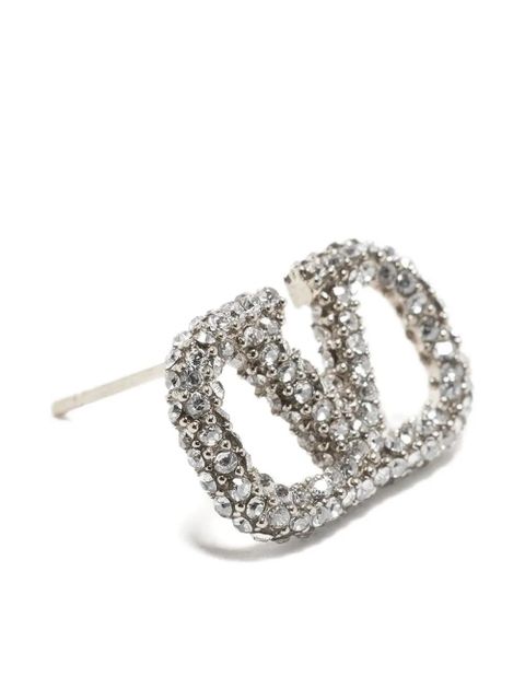 Valentino Garavani VLogo Signature crystal-embellished earrings - Silver - zdjęcie produktu nr 2