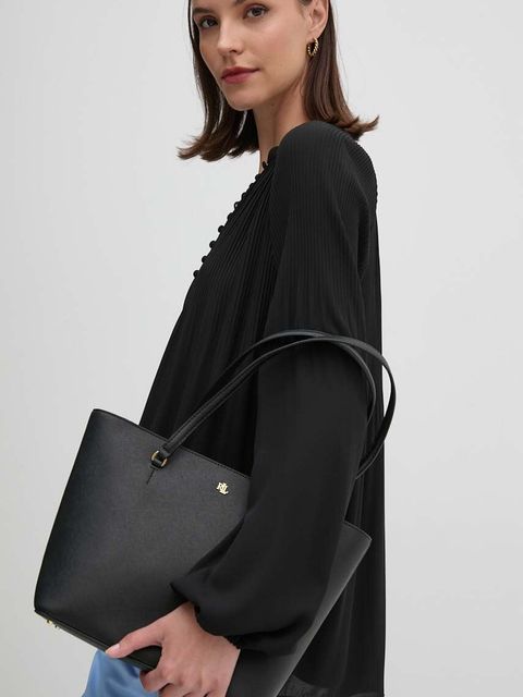 Lauren Ralph Lauren torebka skórzana kolor czarny 431924351