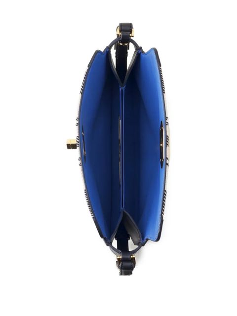 Lanvin Compagnon striped lock shoulder bag - Black