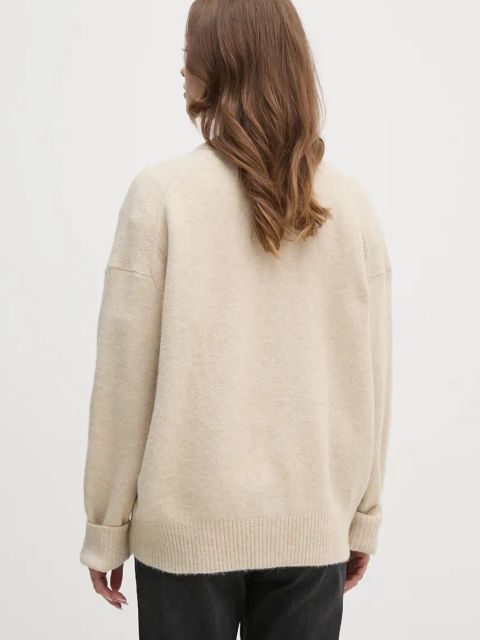 Calvin Klein Jeans kardigan z domieszką wełny kolor beżowy J20J224234