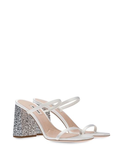 Miu Miu 85mm glitter-detail sandals - White