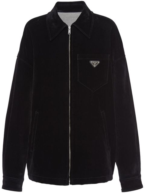 Prada velvet denim blouson jacket - Black
