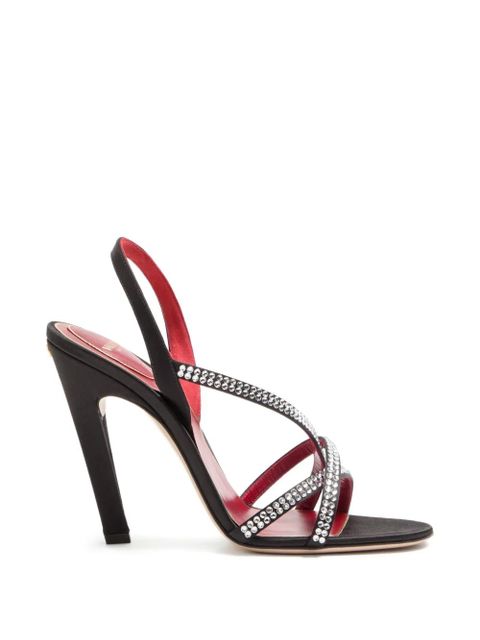 Valentino Garavani Dans Le Foyer satin sandals with crystals 105mm - Black - zdjęcie produktu nr 1