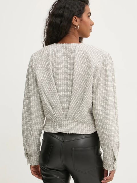 IRO bluzka z domieszką wełny kolor beżowy wzorzysta WM16JILLA