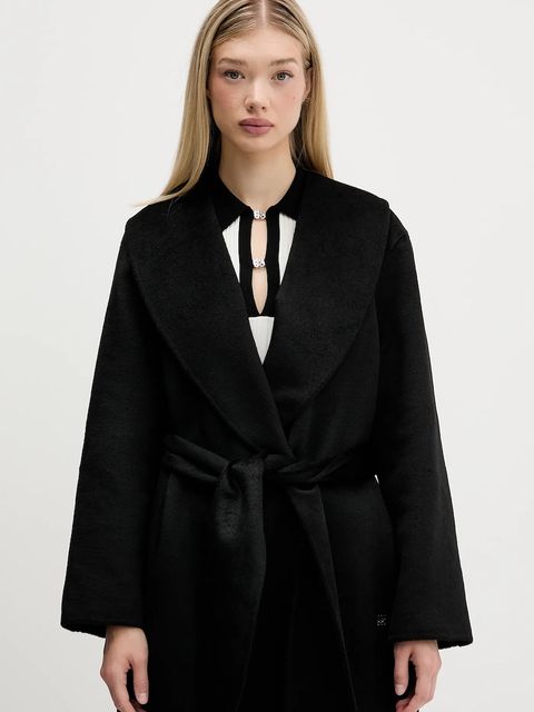 HUGO płaszcz z wełną kolor czarny 50546753