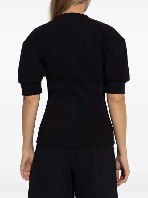 Victoria Beckham puff-sleeve ribbed top - Black