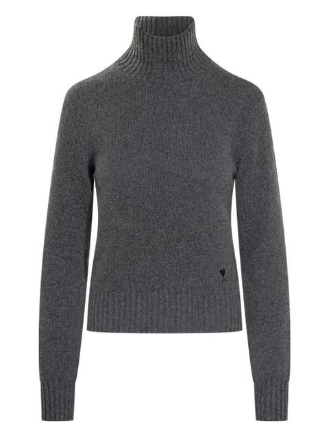 AMI Paris heart-embroidered turtleneck sweater - Grey - zdjęcie produktu nr 1