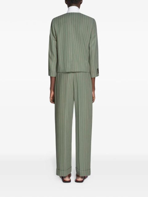 DRIES VAN NOTEN pleated pinstripe trousers - Green
