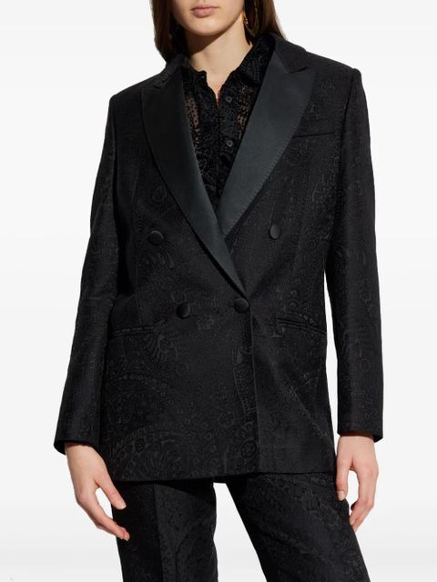 ETRO double-breasted paisley-pattern blazer - Black