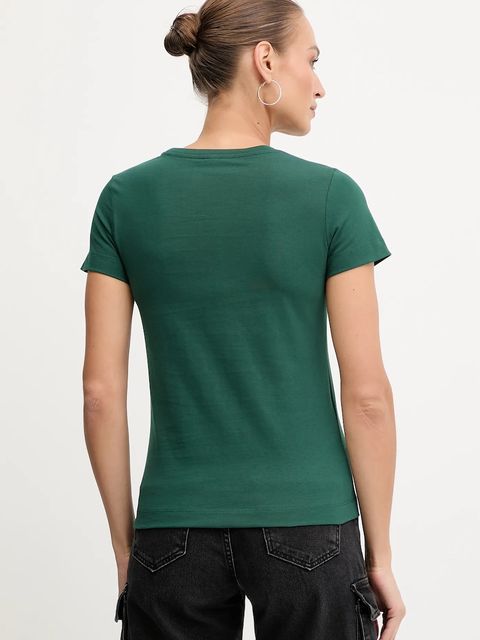 Pinko t-shirt bawełniany damski kolor zielony 100355 A2RD
