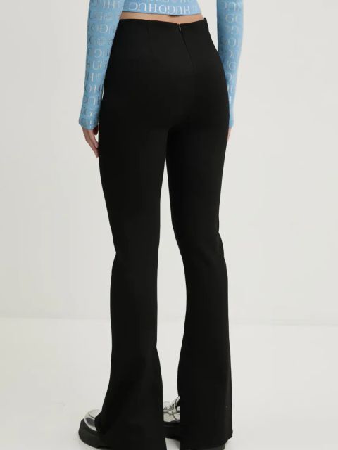 HUGO Blue spodnie damskie kolor czarny dzwony high waist 50531189