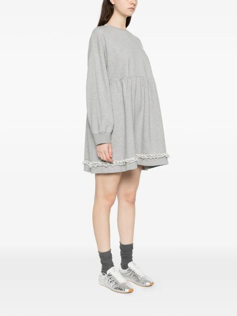 GANNI lace-trim mini dress - Grey