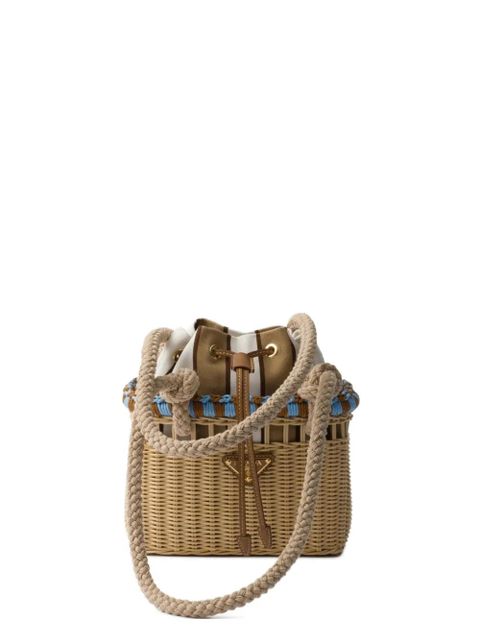 Prada mini Wicker bucket bag - Neutrals - zdjęcie produktu nr 1