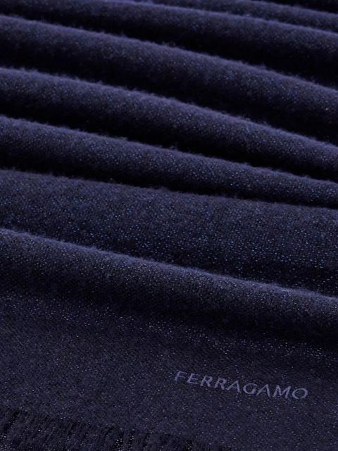 Ferragamo lurex thread embroidered-logo scarf - Blue