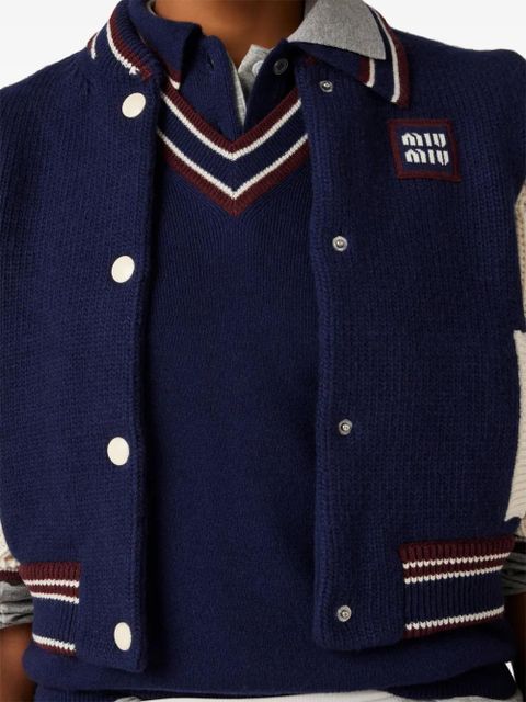 Miu Miu striped-trim knit vest - Blue