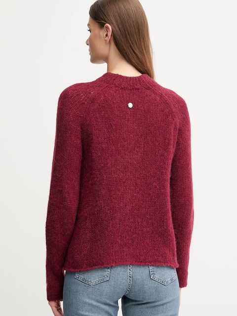 Joop! sweter z dodatkiem wełny damski kolor bordowy z półgolfem 30048450