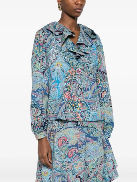 ETRO ruffled floral shirt - Blue