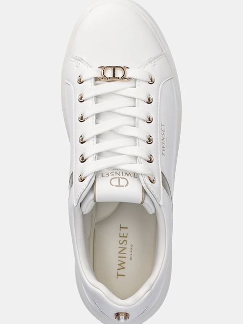 Twinset sneakersy skórzane kolor biały 252TCP020