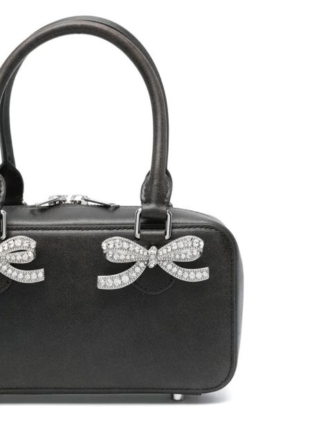 Self-Portrait mini leather tote bag - Black - zdjęcie produktu nr 2