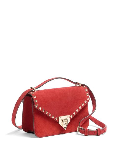 Valentino Garavani Rockstud small suede crossbody bag - Red