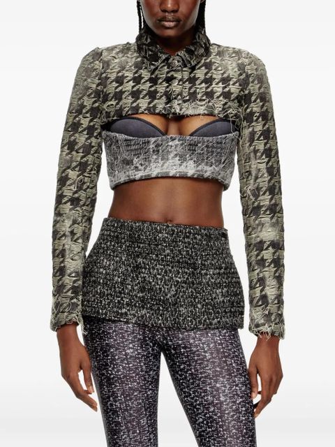 Diesel houndstooth-weave denim shrug - Black