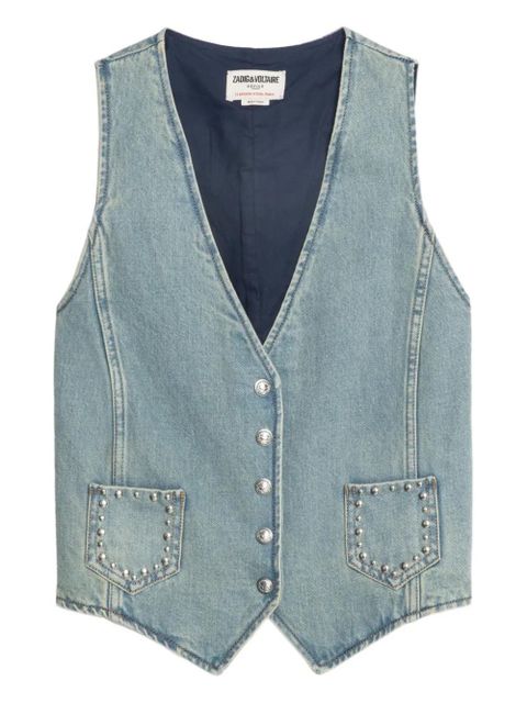 Zadig&Voltaire V-neck studded waistcoat - Blue - zdjęcie produktu nr 1