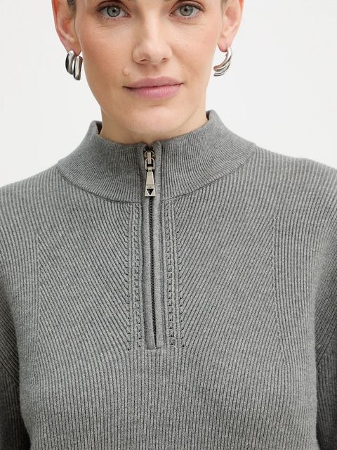 Guess sweter HARLEY damski kolor szary lekki z półgolfem W5BR29 Z0572