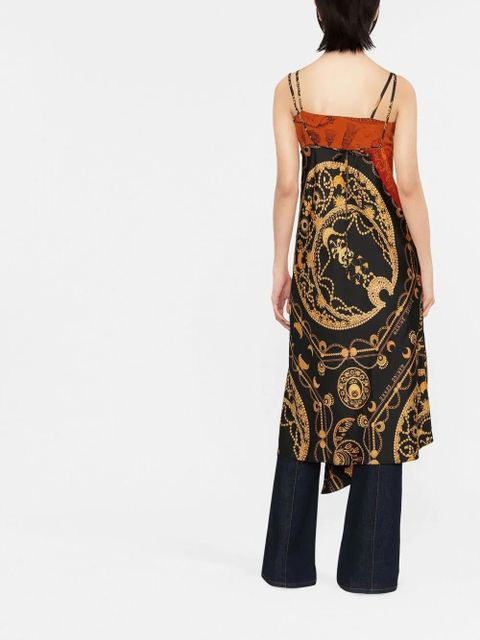 Marine Serre graphic-print silk slip dress - Black