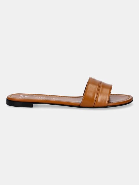 Giuseppe Zanotti klapki skórzane Baddy damskie kolor brązowy E500060.004 - zdjęcie produktu nr 2