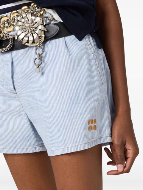 Miu Miu striped chambray shorts - Blue