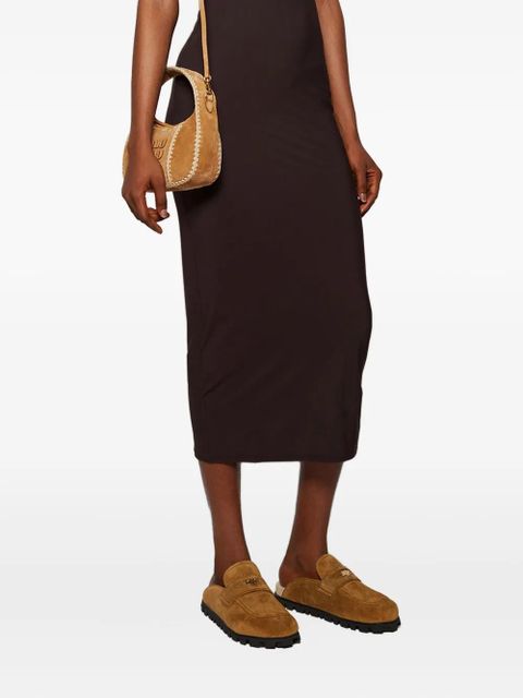 Miu Miu logo-detail suede loafers - Green