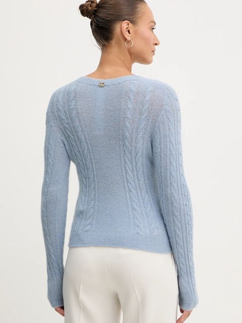 Twinset sweter z dodatkiem wełny damski kolor niebieski lekki 252TT3137 - zdjęcie produktu nr 2