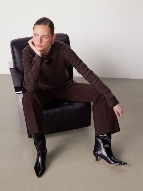 Medicine sweter z wełny merino kolor brązowy - zdjęcie produktu nr 1