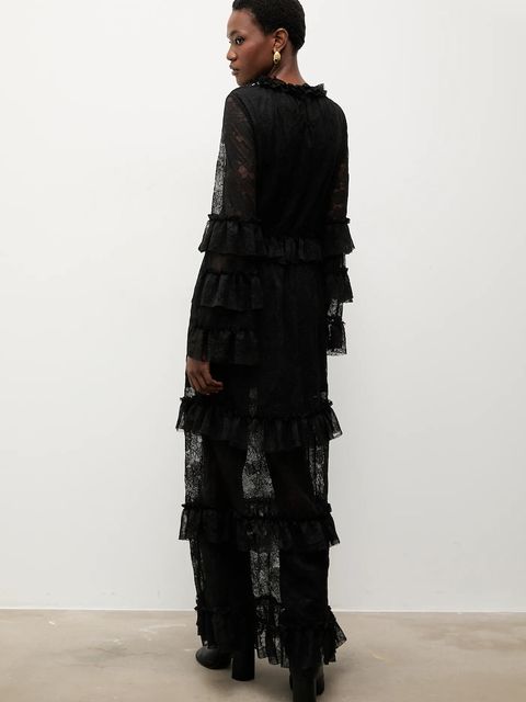 Answear.LAB sukienka kolor czarny maxi rozkloszowana