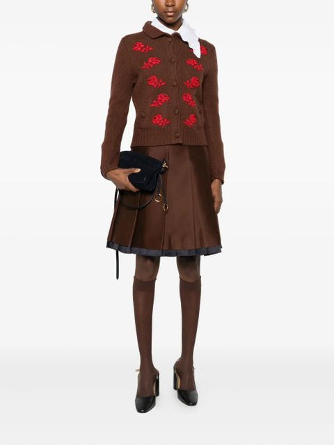 SHUSHU/TONG pleated contrasting-trim skirt - Brown - zdjęcie produktu nr 2