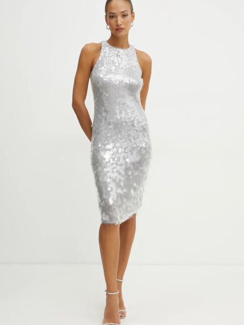 Patrizia Pepe sukienka kolor srebrny mini dopasowana 8A1444 J251