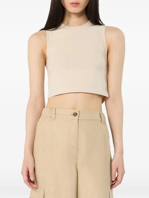 Weekend Max Mara Bombo ribbed-knit cropped top - Neutrals