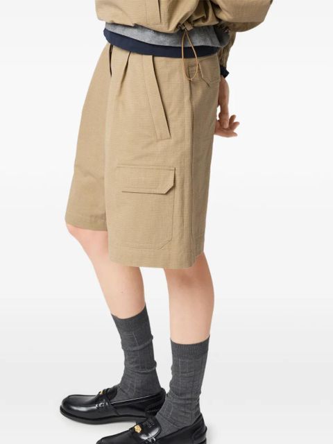 Miu Miu logo-detail tailored shorts - Neutrals