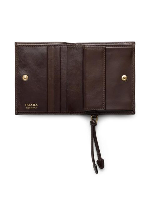 Prada logo-plaque leather wallet - Brown
